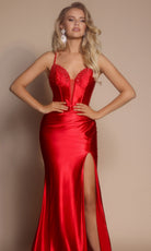 Portia and Scarlett XO088 - Corset Lace-Up Back Sheath Dress