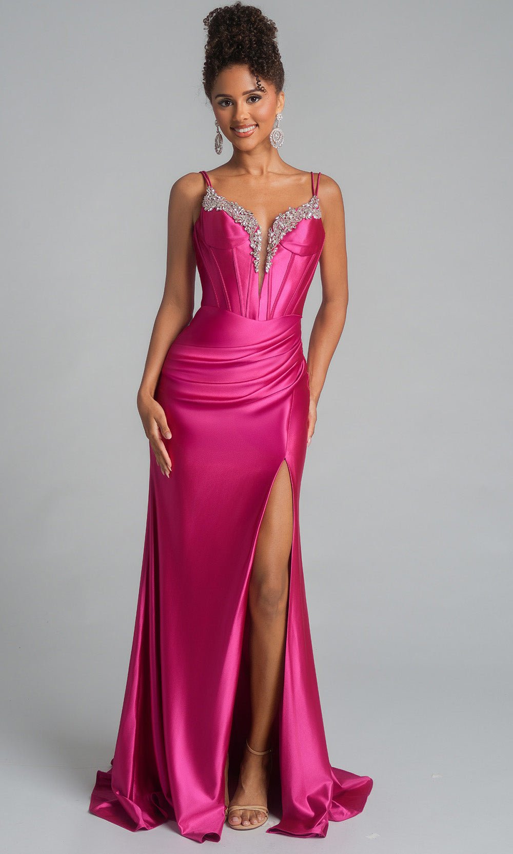 Portia and Scarlett XO105 - Vibrant Satin Corset Prom Dress - Silhouette Dresses