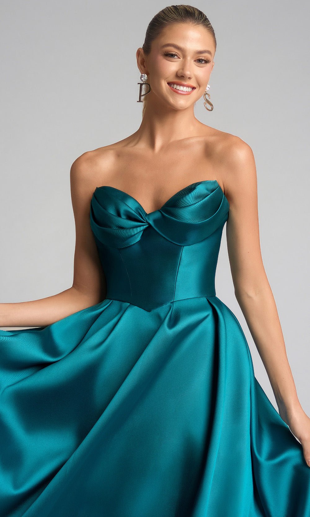 Portia and Scarlett XO110 - Vibrant Satin Sweetheart A-Line Gown - Silhouette Dresses