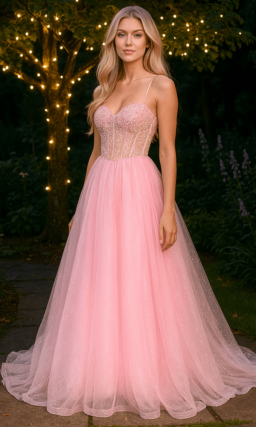 Portia and Scarlett XO163 - Embellished Corset Tulle Prom Dress - Silhouette Dresses