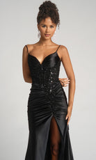 Portia and Scarlett XO168 - Lace Applique Ruched Sheath Dress