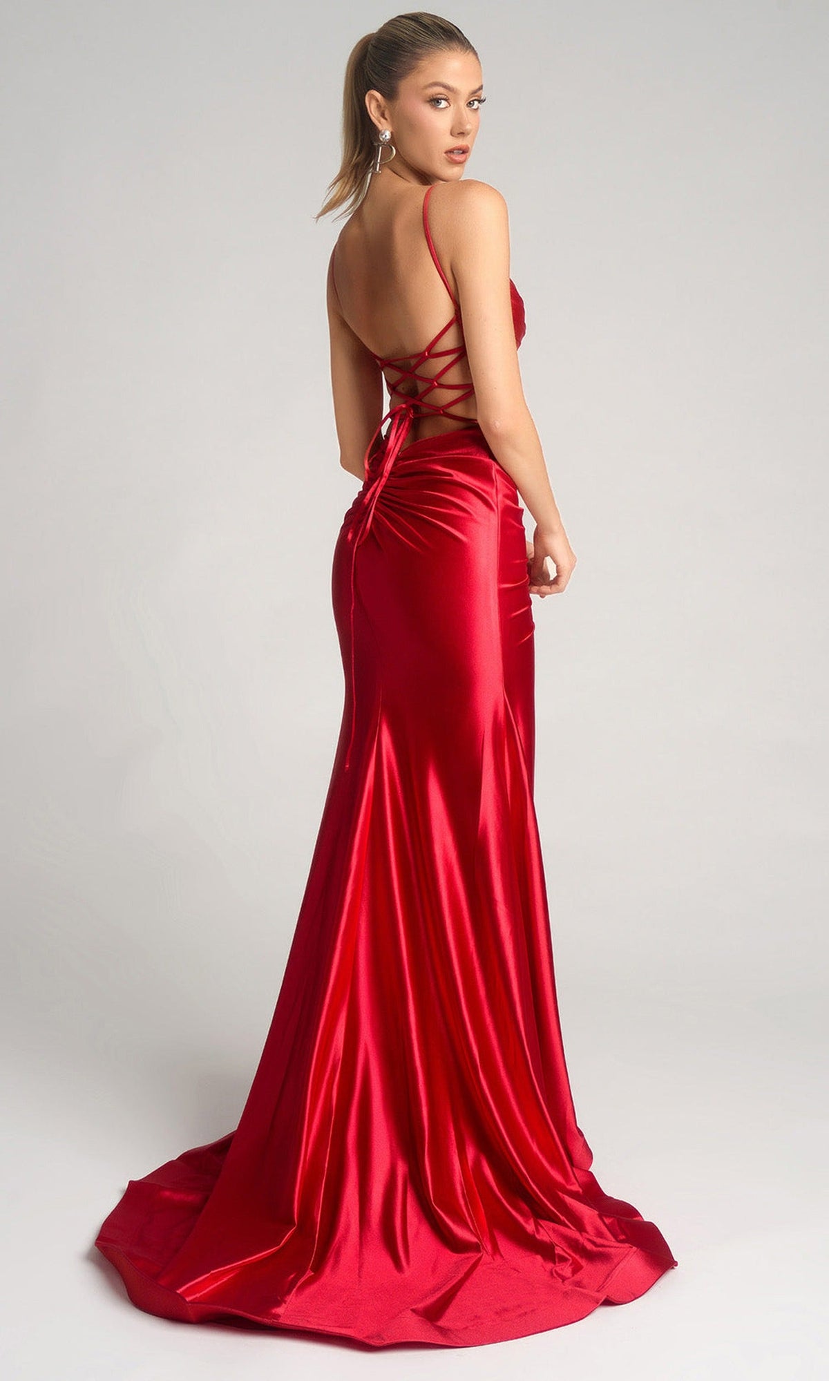 Portia and Scarlett XO168 - Lace Applique Ruched Sheath Dress
