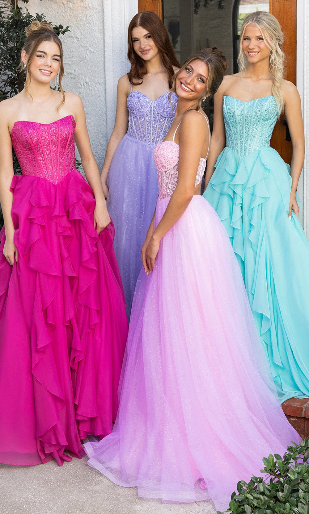 Portia and Scarlett XO174 - Corset Ruffle Overlay Prom Gown - Silhouette Dresses
