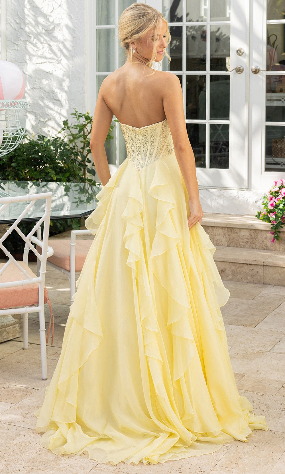 Portia and Scarlett XO174 - Corset Ruffle Overlay Prom Gown - Silhouette Dresses