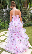 Portia and Scarlett XO176 - Tiered Floral Organza Halter Gown