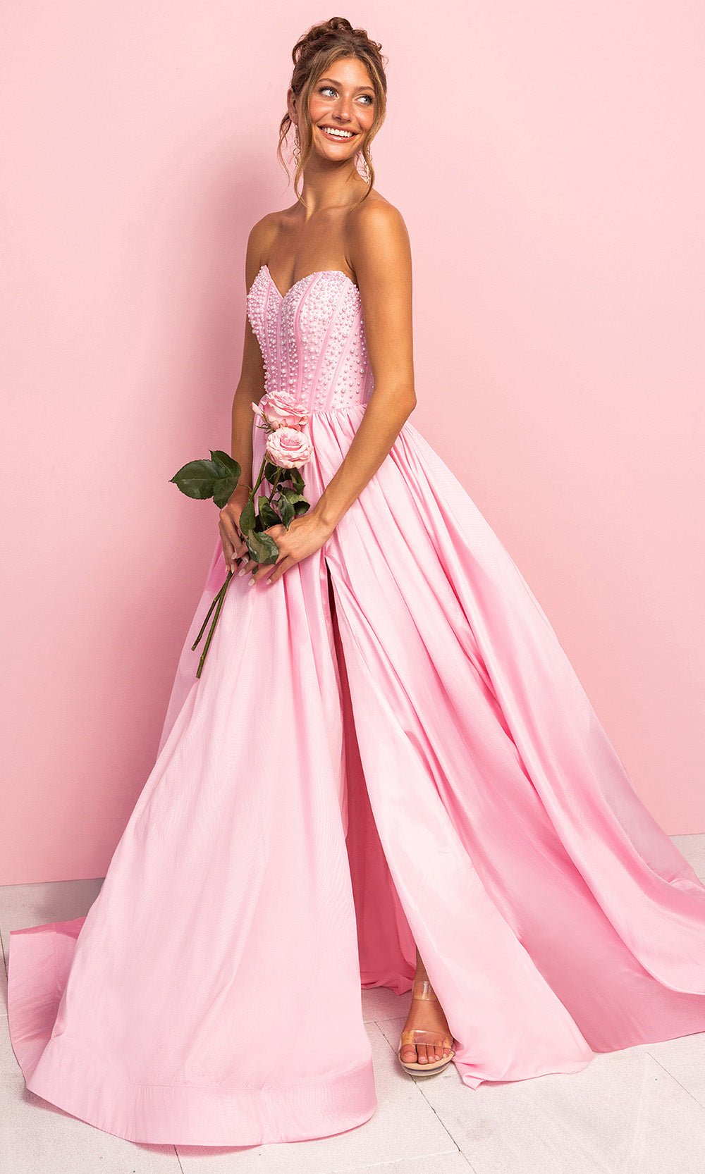 Portia and Scarlett XO178 - Strapless Beaded Bodice A Line Prom Gown - Silhouette Dresses
