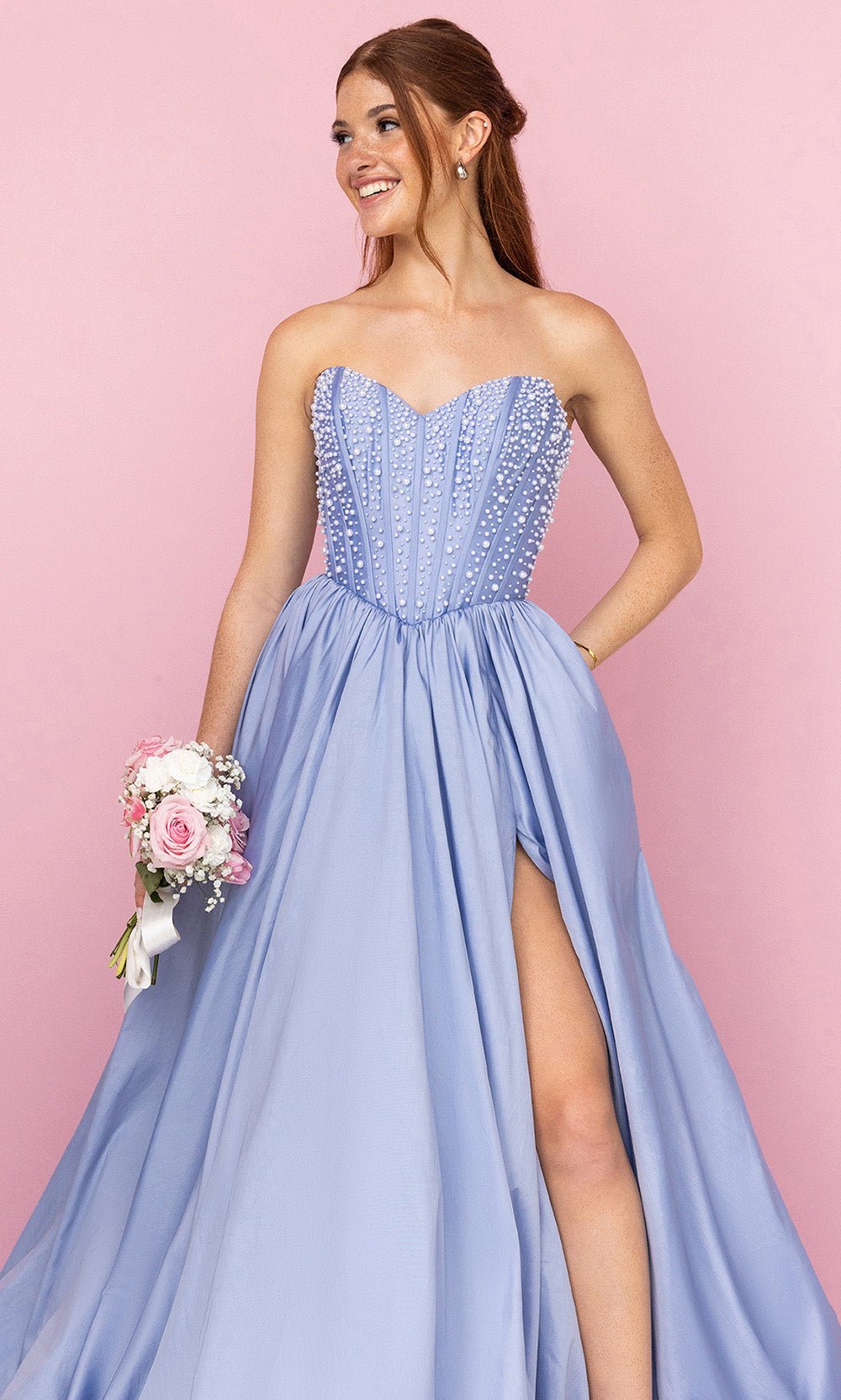 Portia and Scarlett XO178 - Strapless Beaded Bodice A Line Prom Gown - Silhouette Dresses