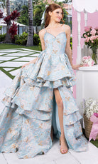 Portia and Scarlett XO181 - Floral Tiered Sweetheart Prom Gown - Silhouette Dresses