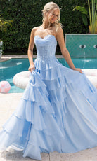 Portia and Scarlett XO189 - Lace Corset Ruffle A Line Prom Gown - Silhouette Dresses