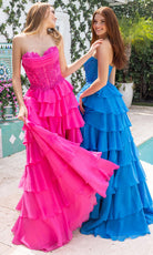 Portia and Scarlett XO189 - Lace Corset Ruffle A Line Prom Gown - Silhouette Dresses
