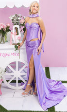 Portia and Scarlett XO190 - Satin Corset Mermaid Evening Gown - Silhouette Dresses