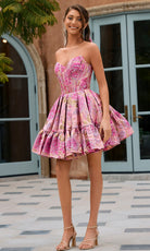Portia and Scarlett XO211 - Floral Texture Ruffle Hem Cocktail Dress