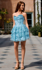 Portia and Scarlett XO213 - Ruffle A-Line Shimmer Cocktail Dress