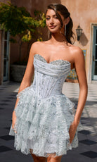 Portia and Scarlett XO213 - Ruffle A-Line Shimmer Cocktail Dress