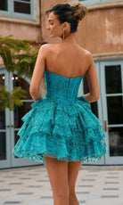 Portia and Scarlett XO213 - Ruffle A-Line Shimmer Cocktail Dress - Silhouette Dresses