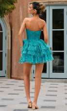Portia and Scarlett XO213 - Ruffle A-Line Shimmer Cocktail Dress - Silhouette Dresses
