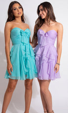 Portia and Scarlett XO214 - Ruffle Bow A-Line Cocktail Dress