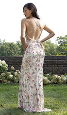 Primavera Couture - 3073 Beaded V-neck Sheath Dress With Slit
