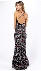 Primavera Couture - 3073 Beaded V-neck Sheath Dress With Slit