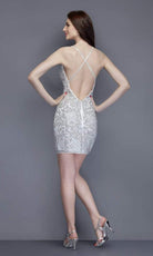 Primavera Couture - 3138 Bejeweled Plunging V-neck Cocktail Dress