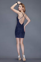 Primavera Couture - 3138 Bejeweled Plunging V-neck Cocktail Dress