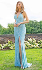 Primavera Couture - 3291 Sparkling Allover Sequin V Neck Sheath Gown