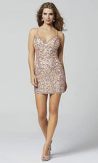Primavera Couture - 3353 Paisley Beaded Fitted Cocktail Dress