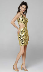 Primavera Couture - 3529 One Shoulder Cut Glass Cocktail Dress