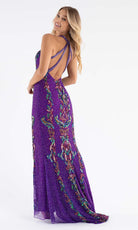 Primavera Couture - 3742 Halter Neckline Open Strappy Back Prom Dress