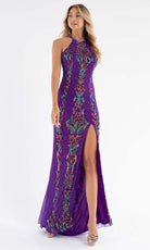Primavera Couture - 3742 Halter Neckline Open Strappy Back Prom Dress