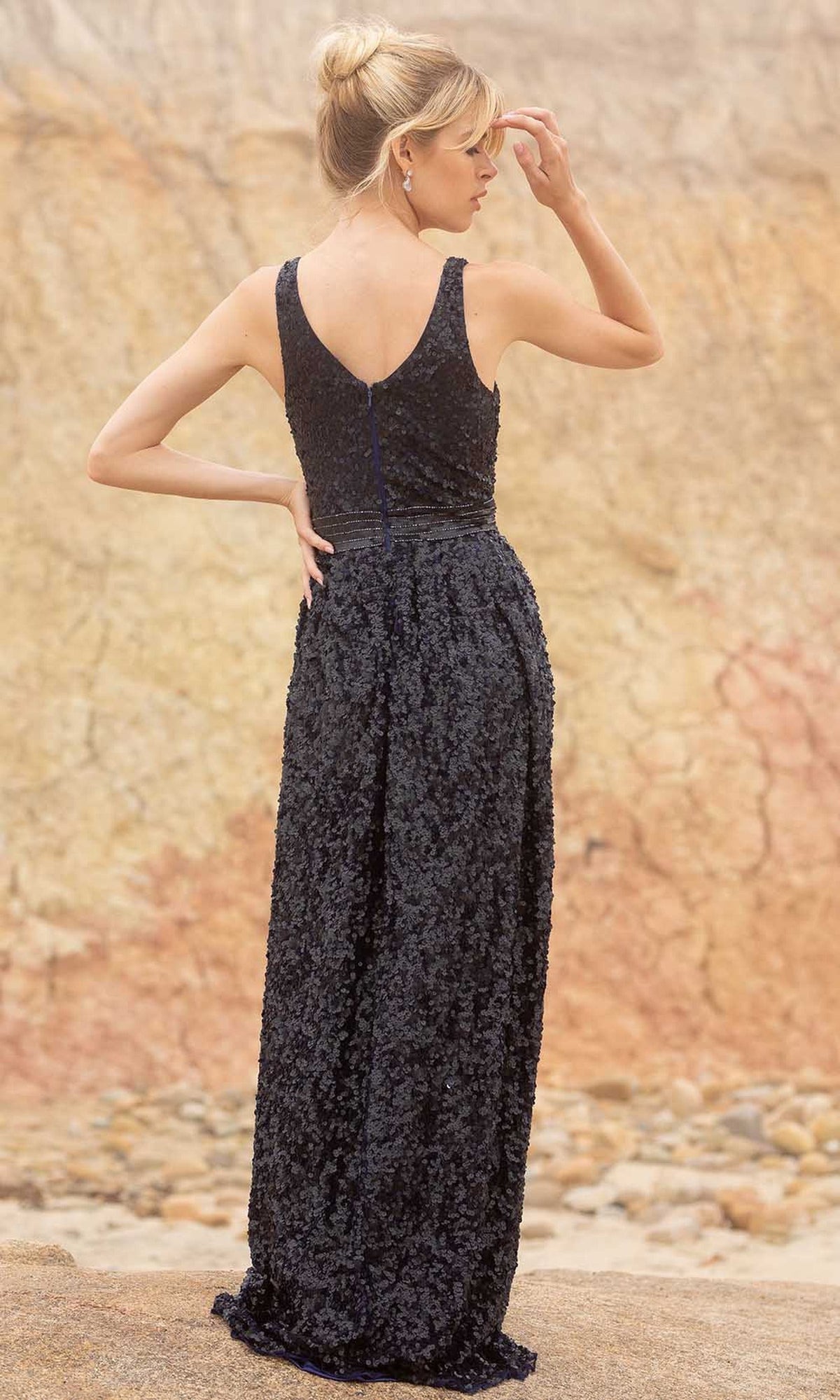 Primavera Couture - 3795 Sequin V-Neck A-Line Gown