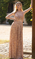 Primavera Couture - 3795 Sequin V-Neck A-Line Gown