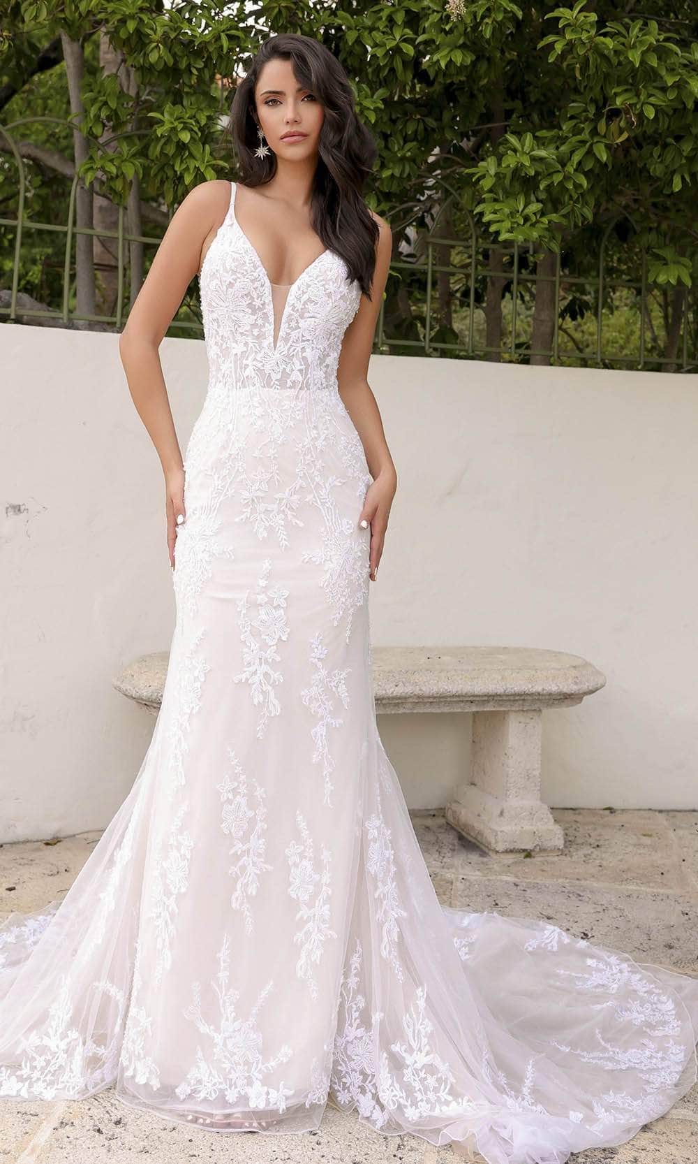 Primavera Couture 11103 - Lace Applique Mermaid Wedding Gown - designer wedding dress at Silhouette Dresses