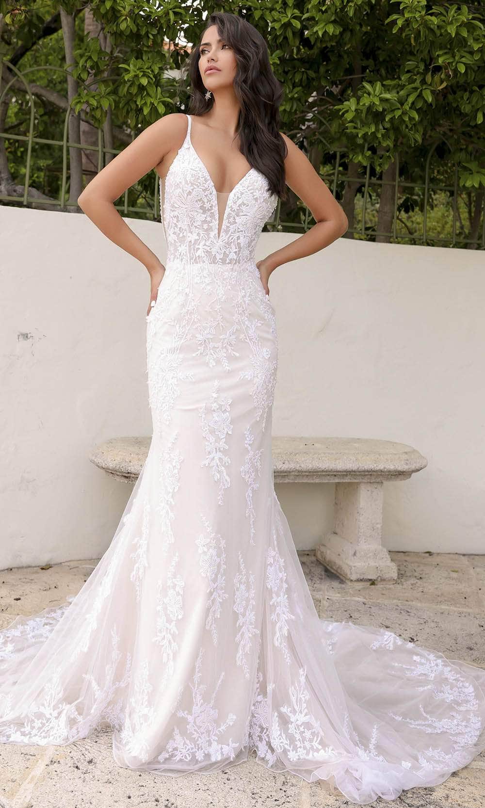 Primavera Couture 11103 - Lace Applique Mermaid Wedding Gown - detail view