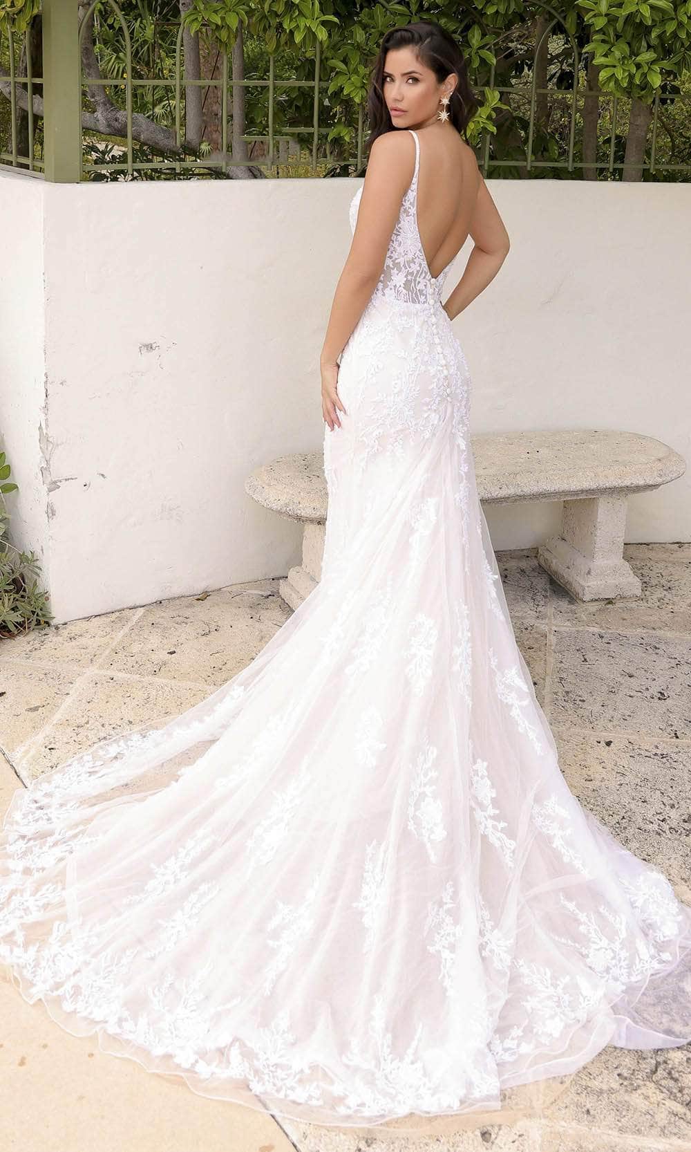 Primavera Couture 11103 - Lace Applique Mermaid Wedding Gown - view 4