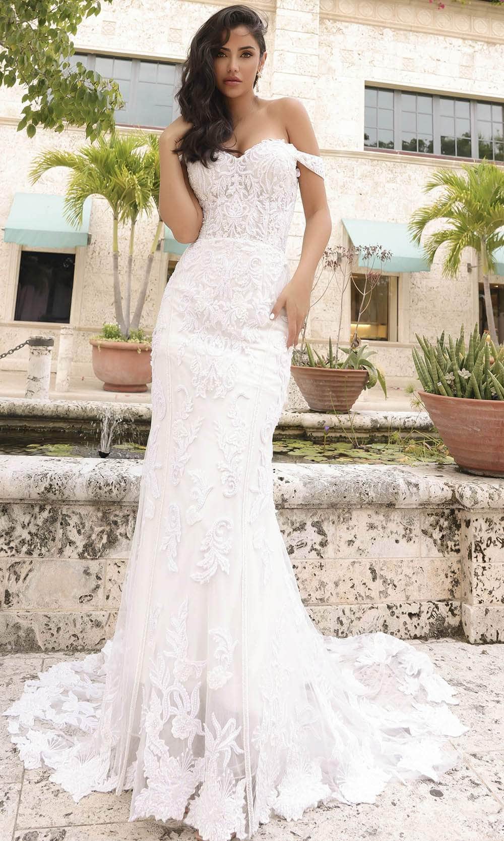 Primavera Couture 11104 - Off-Shoulder Embroidered Wedding Dress - designer wedding dress at Silhouette Dresses