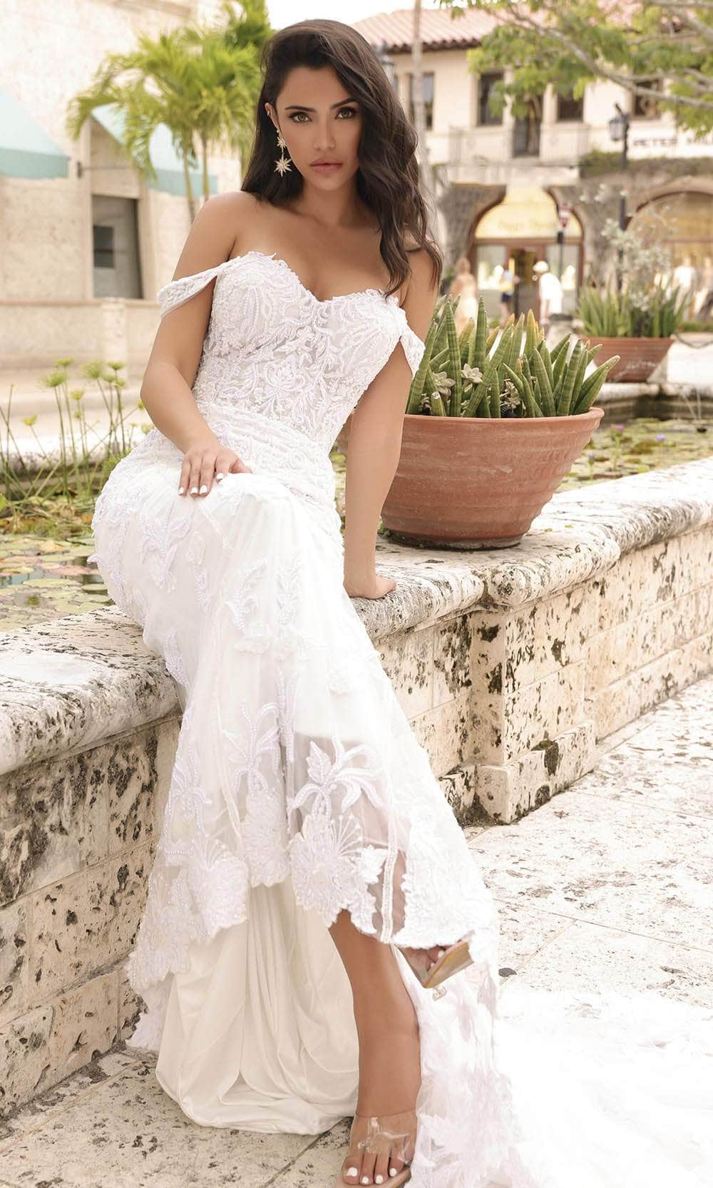 Primavera Couture 11104 - Off-Shoulder Embroidered Wedding Dress - detail view