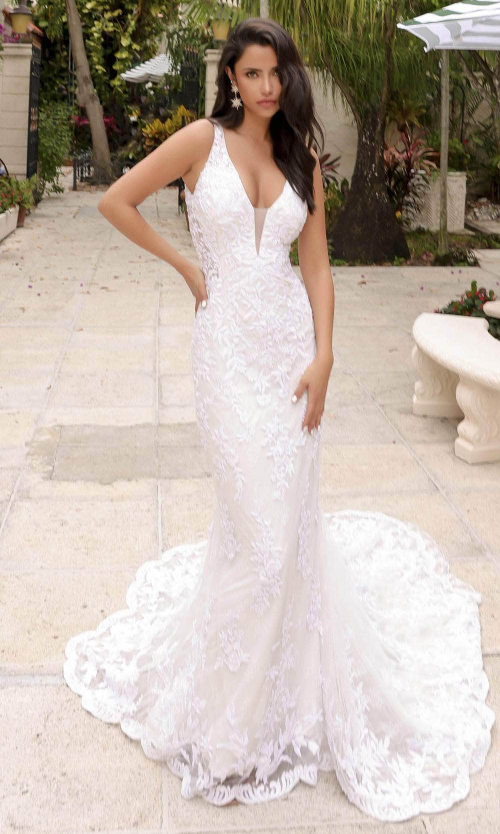 Primavera Couture 11109 - Plunging Neck Sleeveless Wedding Dress - detail view