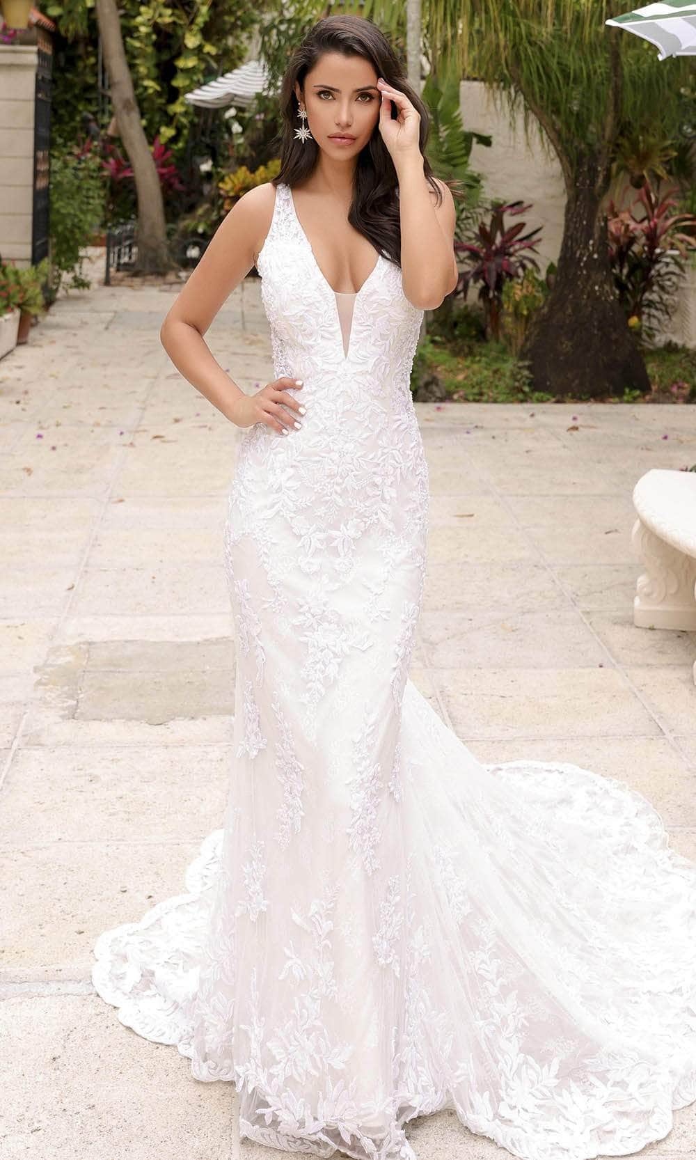 Primavera Couture 11109 - Plunging Neck Sleeveless Wedding Dress - view 5