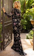 Primavera Couture 12007 - Floral Patterned Modest Gown - back view