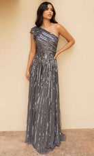 Primavera Couture 12009 - Asymmetrical Sequined Flowy Dress - detail view