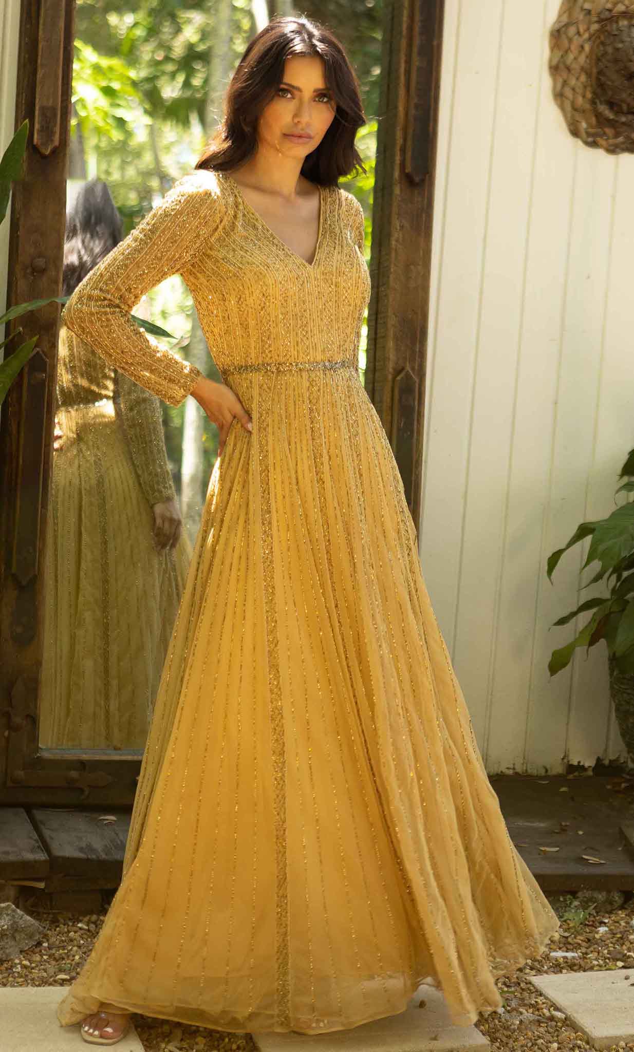Primavera Couture 12010 - Modest Long Sleeve A-line Gown - designer mother of the bride dress at Silhouette Dresses