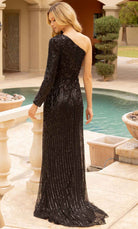 Primavera Couture 12025 - Asymmetrical Neck Column Gown
