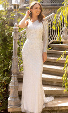 Primavera Couture 12025 - Asymmetrical Neck Column Gown - view 8