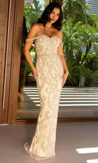 Primavera Couture 12110 - Jeweled Off Shoulder Prom Gown - detail view
