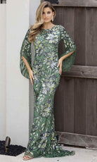 Primavera Couture 12171 - Long Sleeve Floral Sequin Prom Dress