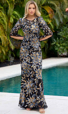 Primavera Couture 12171 - Long Sleeve Floral Sequin Prom Dress - designer mother of the bride dress at Silhouette Dresses