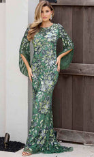 Primavera Couture 12171 - Long Sleeve Floral Sequin Prom Dress - view 5