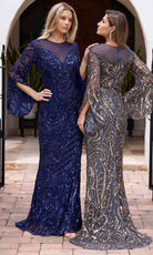 Primavera Couture 12174 - Sequined Illusion Jewel Neckline Prom Gown - view 5
