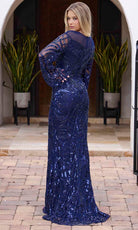 Primavera Couture 12174 - Sequined Illusion Jewel Neckline Prom Gown - detail view